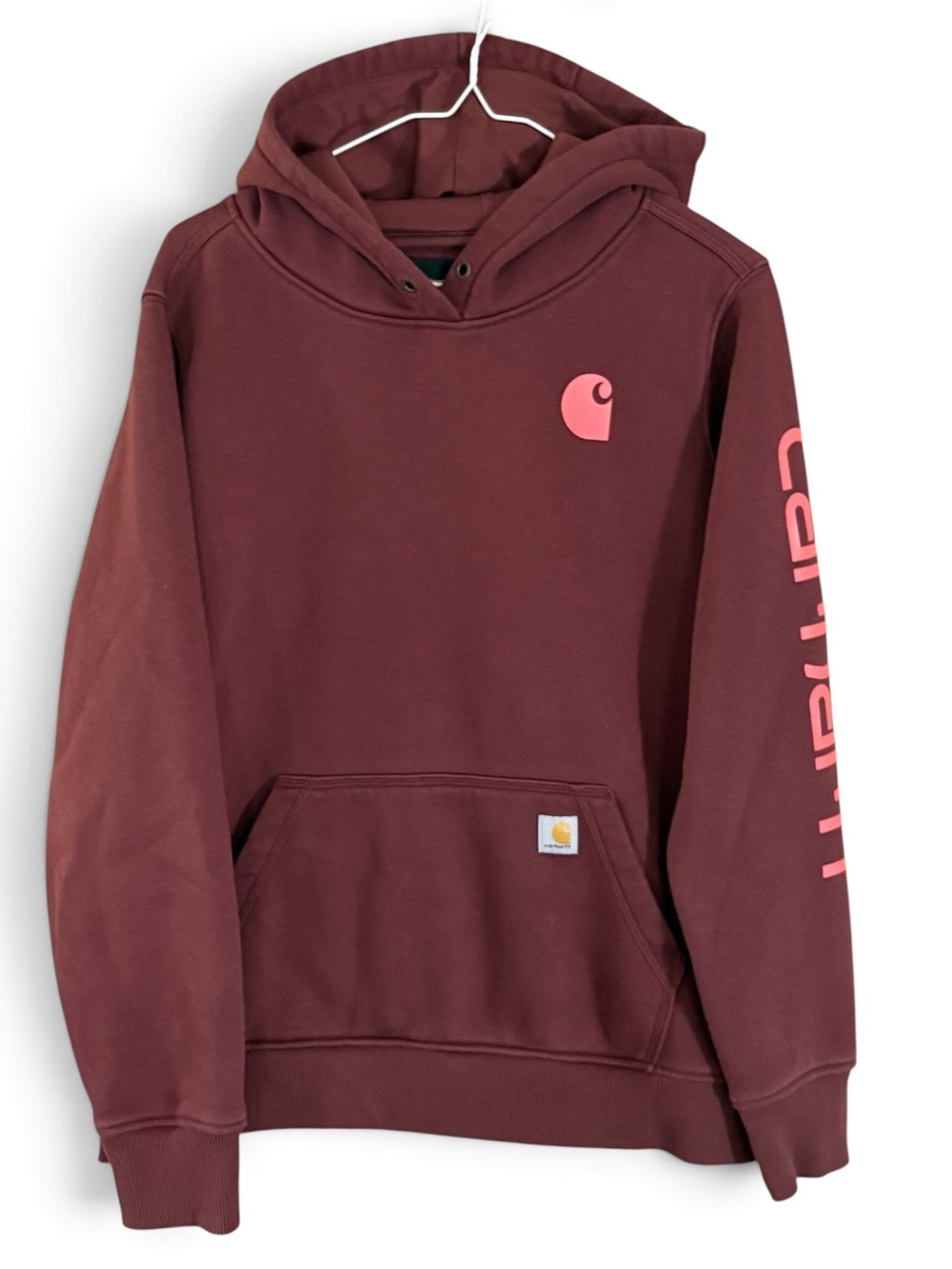 Carhartt Clarksburg Maroon Relaxed Fit Logo Hoodie Sweatshirt